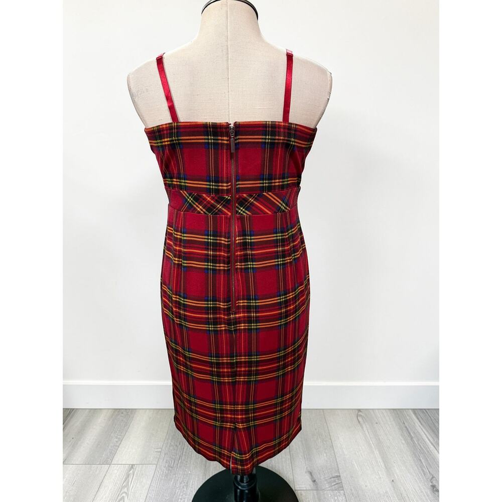 Torrid 16 Betsey Johnson Red Tartan Plaid Punk Gothic Rockabilly Ponte Dress - Picture 6 of 7
